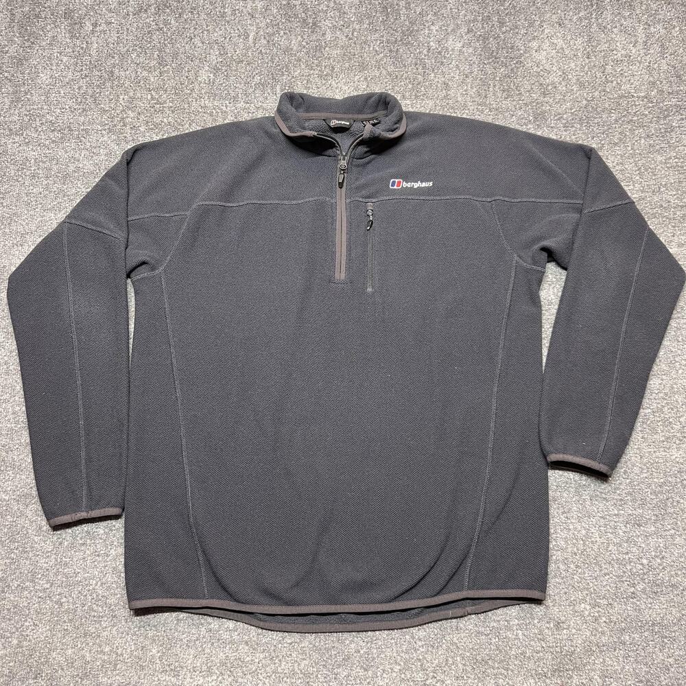 Berghaus Fleece Pullover Mens XL Gray 1/4 Zip Long Sleeve Hiking Shirt Top